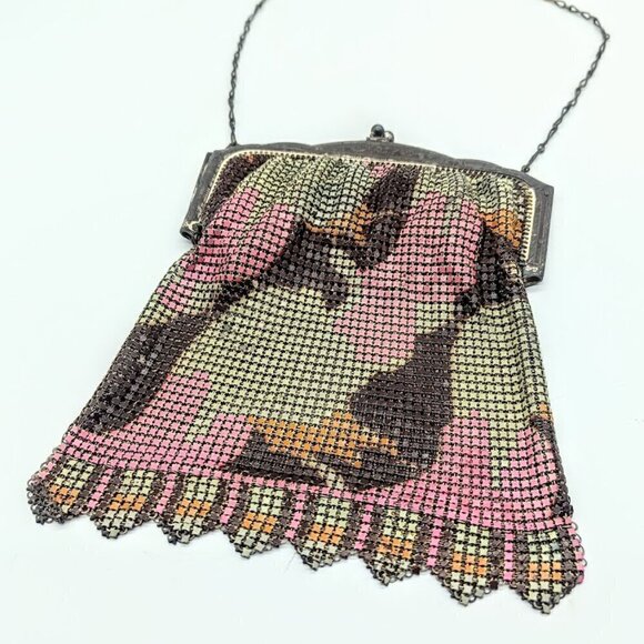 Antique 1920s Whiting & Davis Art Deco Metal Mesh Flapper Purse - Picture 3 of 9
